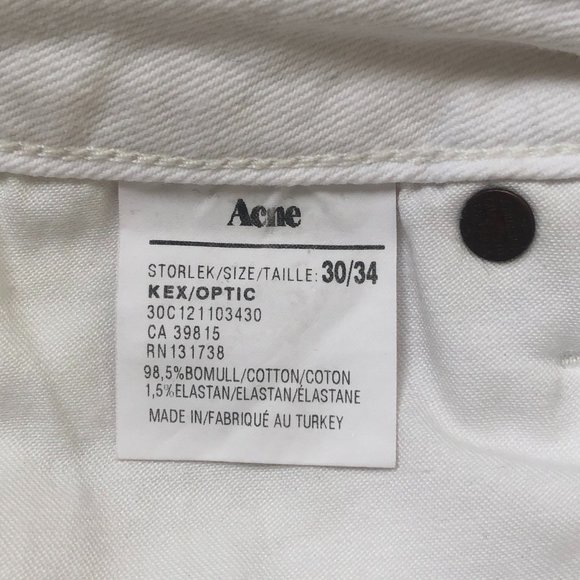 ACNE Kex Optic White Jeans Excellent Condition - Picture 11 of 13